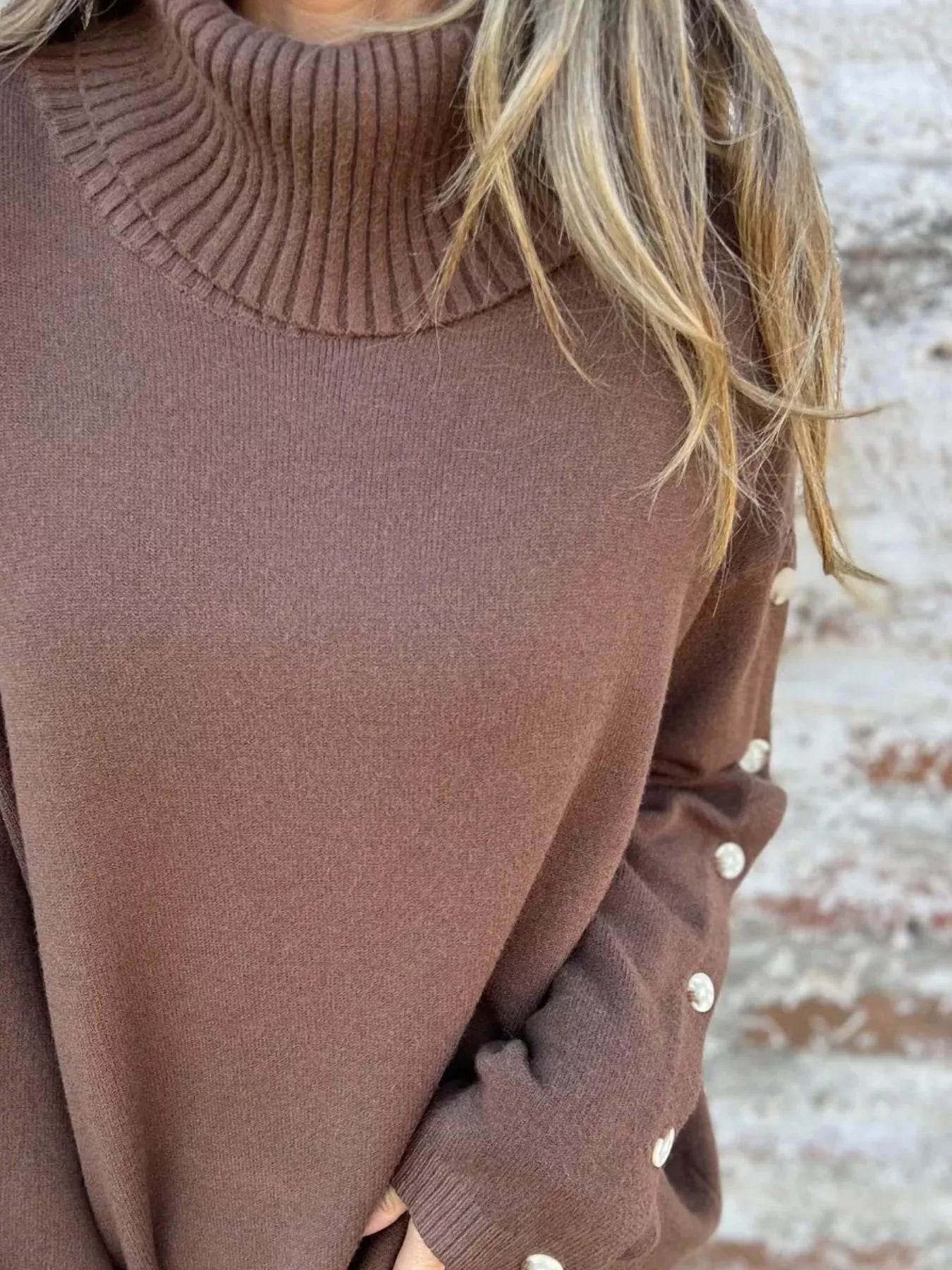 Full Size Turtleneck Long Sleeve Sweater Plus Size - IntuitiveEncBoutique