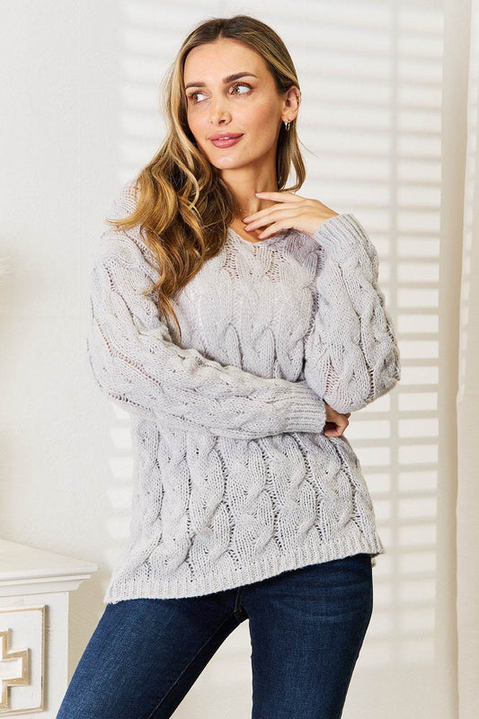 Woven Right Cable-Knit Hooded Sweater - IntuitiveEncBoutique