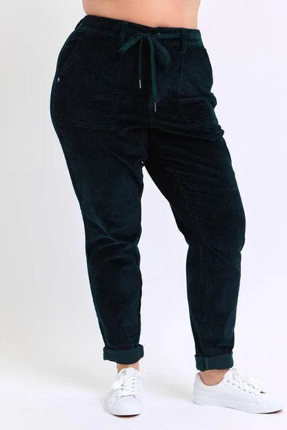 Judy Blue Full Size High Waist Corduroy Cuffed Jogger Plus Size - IntuitiveEncBoutique