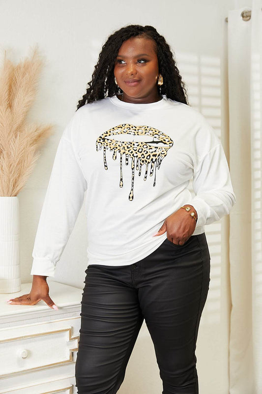 Simply Love Graphic Dropped Shoulder Round Neck Sweatshirt - IntuitiveEncBoutique