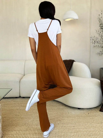 Double Take Full Size Sleeveless V-Neck Pocketed Jumpsuit - IntuitiveEncBoutique