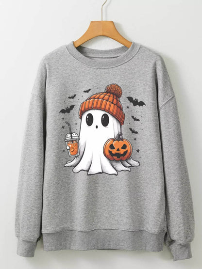 Halloween Ghost Round Neck Sweatshirt - IntuitiveEncBoutique