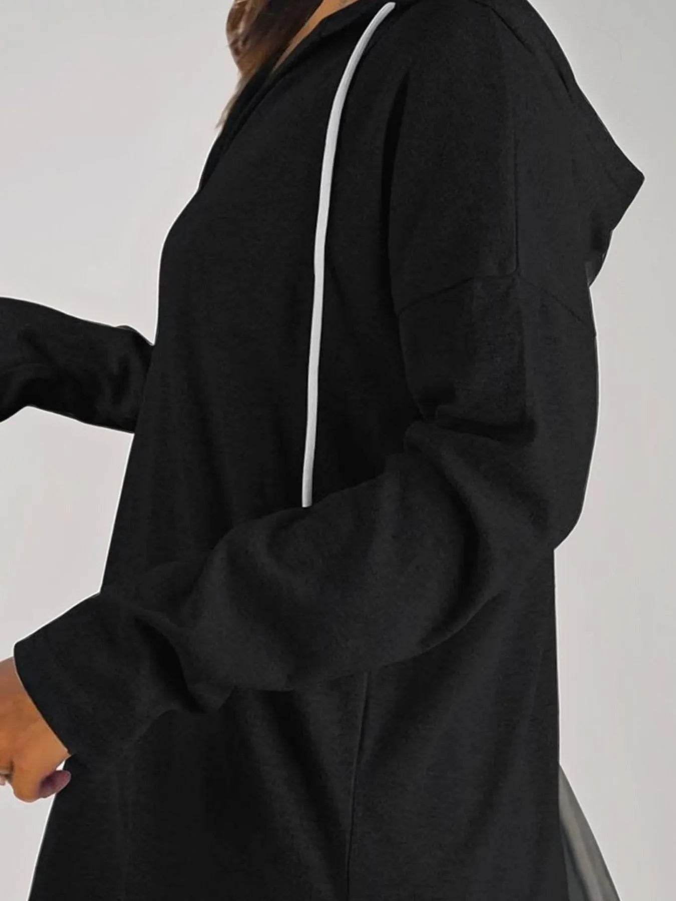 Full Size Drawstring Long Sleeve Hoodie Plus Size - IntuitiveEncBoutique