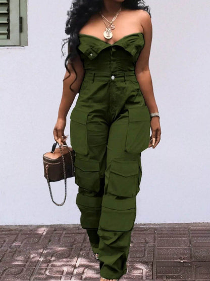 Tube Snap Down Cargo Jumpsuit - IntuitiveEncBoutique