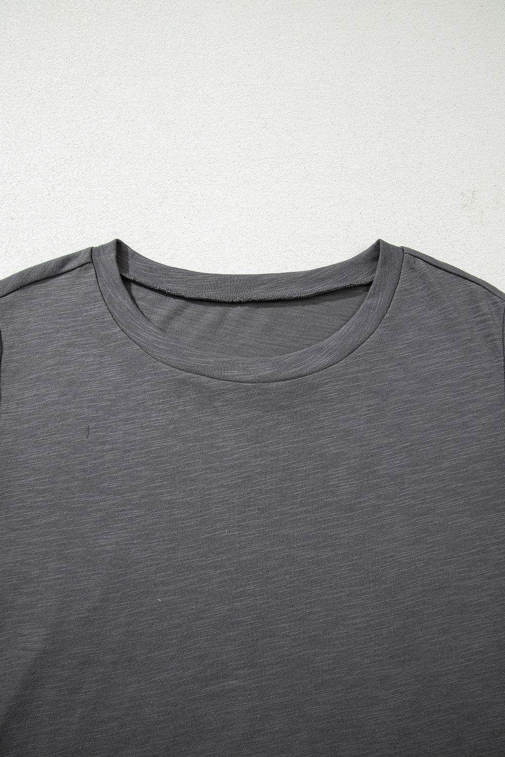 Dark Grey Double Ruffled Short Sleeve Plus Size Top - IntuitiveEncBoutique