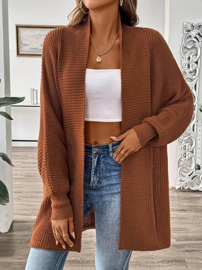 Oversized Knit Open Front Cardigan - IntuitiveEncBoutique